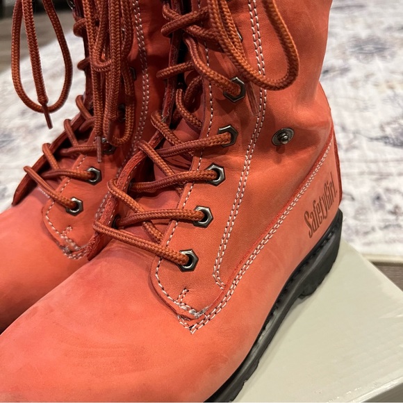 Women’s Safety Girl Pink Steel Toe Faux Fur lined size 6 non slip boots - Picture 3 of 9